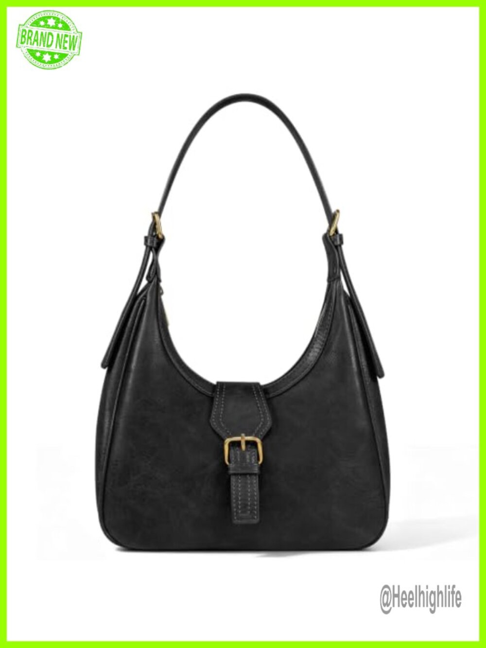 Hobo Shoulder Bag Vintage PU Adjustable Strap Zip